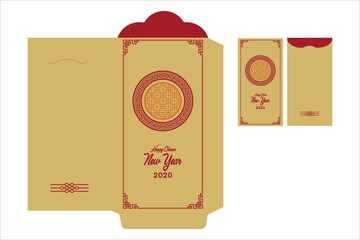 Chinese New Year Money Envelopes Packet. Angpao envelope. Editable Vector Illustration.