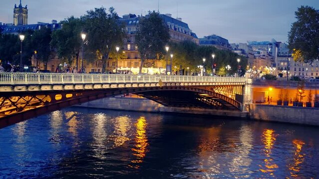 The beautiful bridges over River Seine in Paris by night - travel photography