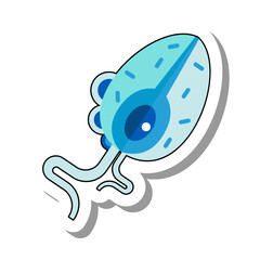 Sample of intestinal parasite flat paper sticker icon. Study of microorganisms and multicellular bacteria causing illness in patient isolated on white background. Medicine, health care concept