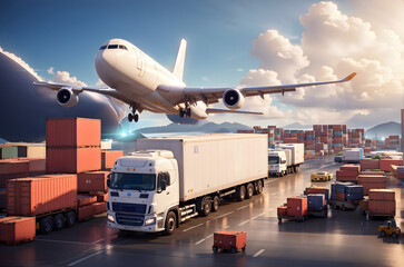 Cargo Transport Hub: Air Freight in Import-Export Business. Generative ai