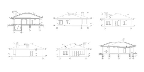 Vector architectural project of a private house