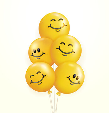 Yellow smile balloon, suitable for design elements, parties, events, promotions and birthdays. 3d vector