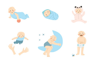 set of cute babies boys and girl