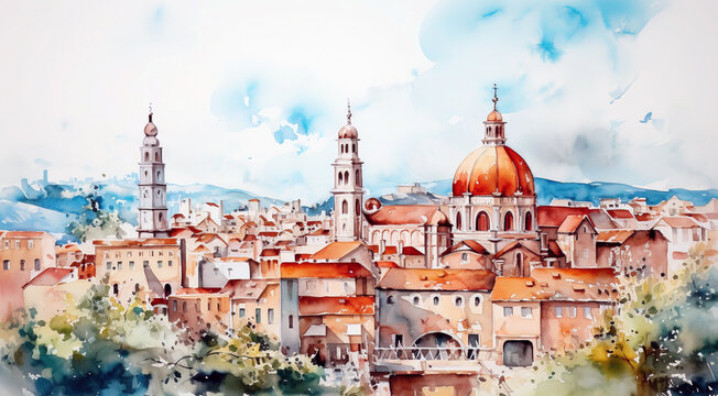 watercolor cityscape 