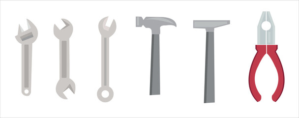 Repairing tools vector set. Repairing items vector illustration. Repairing, renovation tools
