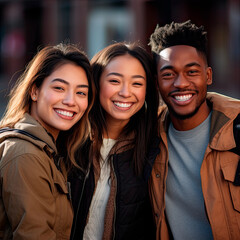 Fototapeta premium Celebrating Diversity: Genuine Smiles Unite Across Races