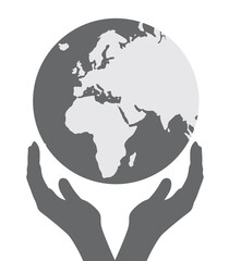 Hand hold world globe. vector
