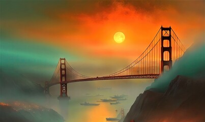 the Golden Gate Bridge an francisco - Created with Generative AI Technology