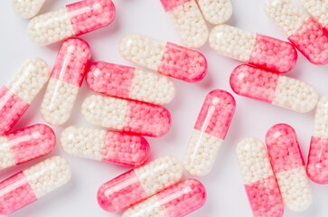 Pills for the treatment of stomach ulcers or gastritis. Closeup
