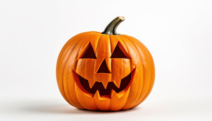 Fototapeta premium Halloween Pumpkin on a White Background - Generative Ai