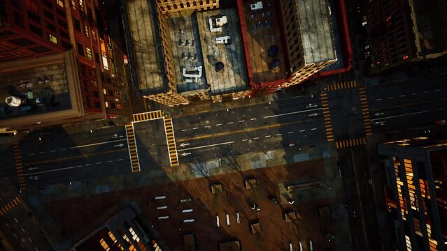 City Top View of Skyscrapers Building by drone