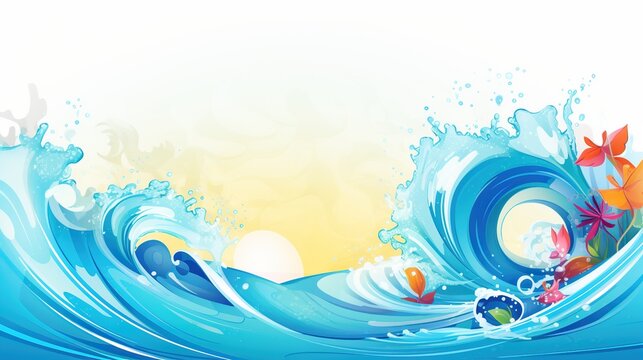 Abstract horizontal background with sea ocean wave. AI generated image