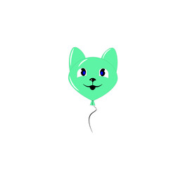 Balloon in the shape of a green cat's head. Vector illustration