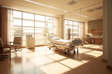 Interior of empty modern luxury hospital room