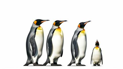 King penguins. isolated on white background generative ai