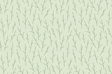 seamless pattern with green bare twigs, nature background-  vector illustration