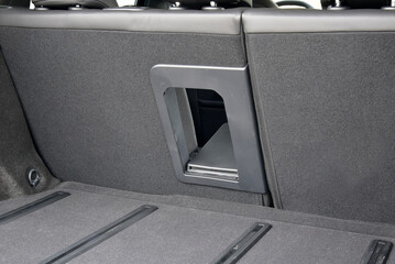 Ski hatch on the rear seat backs in the car