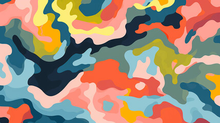 Fototapeta premium Psychedelic Camo Pattern. Texture for Textile Industry And Clothing Manufacturing. Camouflage Pattern Design. Generative AI