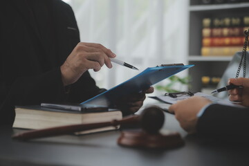 Customer service good cooperation, Consultation between a Businessman and Male lawyer or judge...