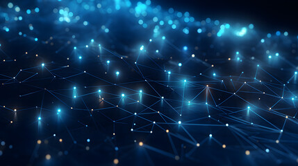 Futuristic Network Blueprint: Blue Light Background
