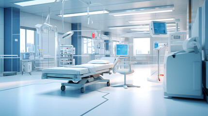 Fototapeta na wymiar Clinical Hospital Setting: Showcasing Medical Devices 