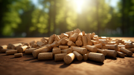 Pellet and woods with blury background - obrazy, fototapety, plakaty