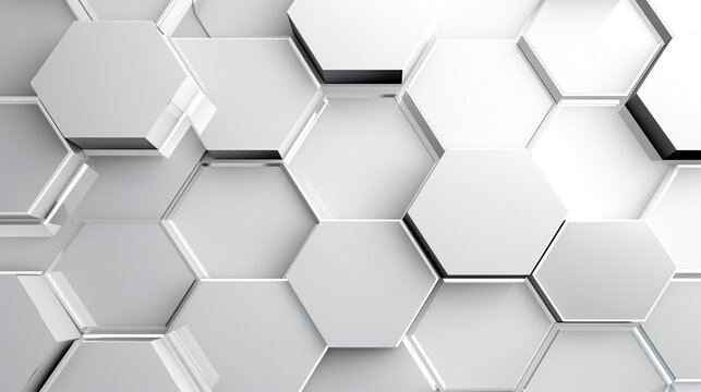 Abstract white shadow hexagons background pattern. AI generated image © prastiwi