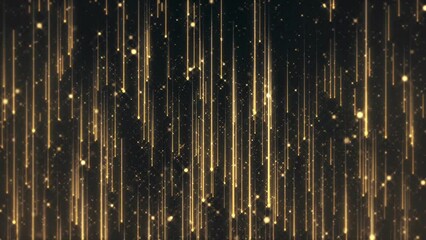 Abstract background animation with glittering shiny gold particles and falling golden stars. This luxury shiny glamorous awards ceremony motion background animation is full HD and a seamless loop.