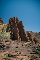 Fototapeta na wymiar Hiking trail in the mountains across Roques de Garcia Tenerife