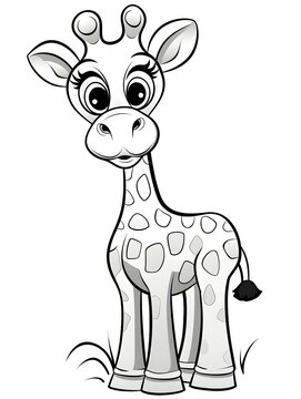 Cute giraffe on a white background for coloring
