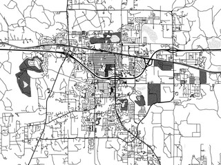 Greyscale vector city map of  Gilette Wyoming in the United States of America with with water, fields and parks, and roads on a white background.