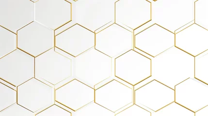 Tapeten Abstract gold lines hexagons background pattern. AI generated image © prastiwi
