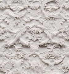 Patterns on the ceiling gypsum sheets of white flowers, plaster background - floral pattern, seamless pattern. SEAMLESS PATTERN. SEAMLESS WALLPAPER.
