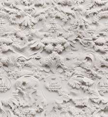 Patterns on the ceiling gypsum sheets of white flowers, plaster background - floral pattern, seamless pattern. SEAMLESS PATTERN. SEAMLESS WALLPAPER.