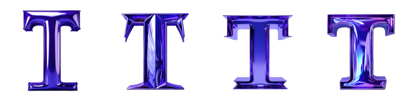 Indigo colored alphabet, logotype, letter T isolated on a transparent background