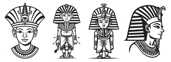 Pharaoh black and white vector illustration silhouette