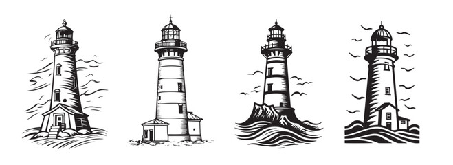 Lighthouse, vector silhouette black shape