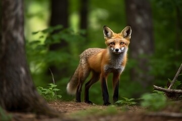 young fox in a summer forest
