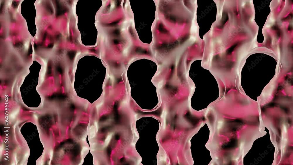 Poster animation of abstract pink glowing background with black gaps in 3d rendering