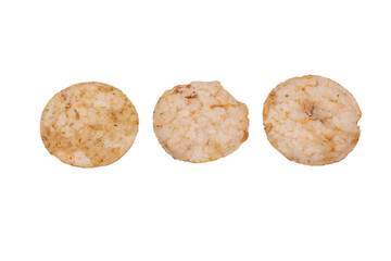 Rice chips isolated on white background.