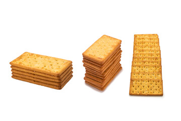 Cracker with salt isolated on white.