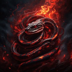 Pitone, serpente con fuoco
