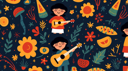 Flat national hispanic heritage month illustration patter
