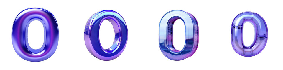 Fototapeta premium Indigo colored number, logotype, number 0 , zero isolated on a transparent background