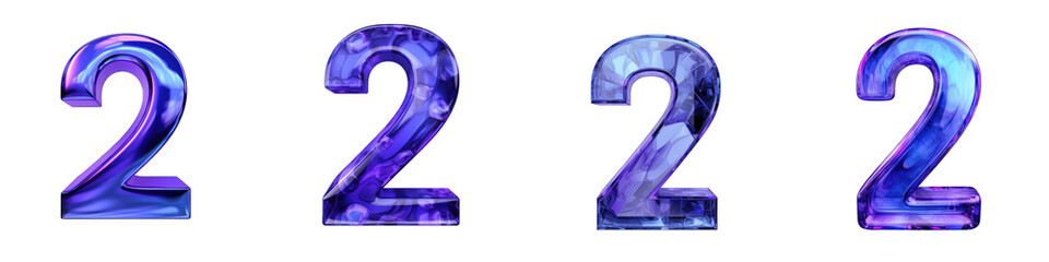 Indigo colored number, logotype, number 2 , two isolated on a transparent background