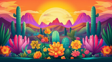 Flat design colorful mexican background theme - obrazy, fototapety, plakaty