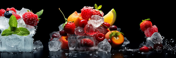 food blog avatar ice freeze fruits, generative ai