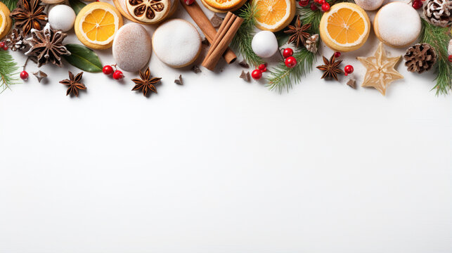 christmas banner top-view food photograph of delicious, generative ai