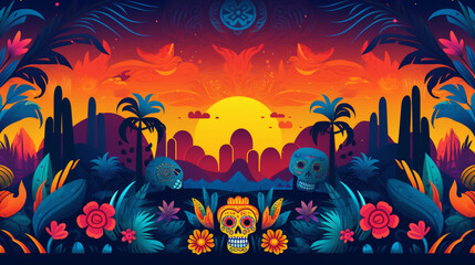 Flat design colorful mexican background theme