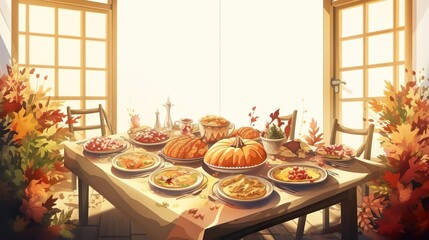 Thanksgiving Day illustration with thanksgiving day